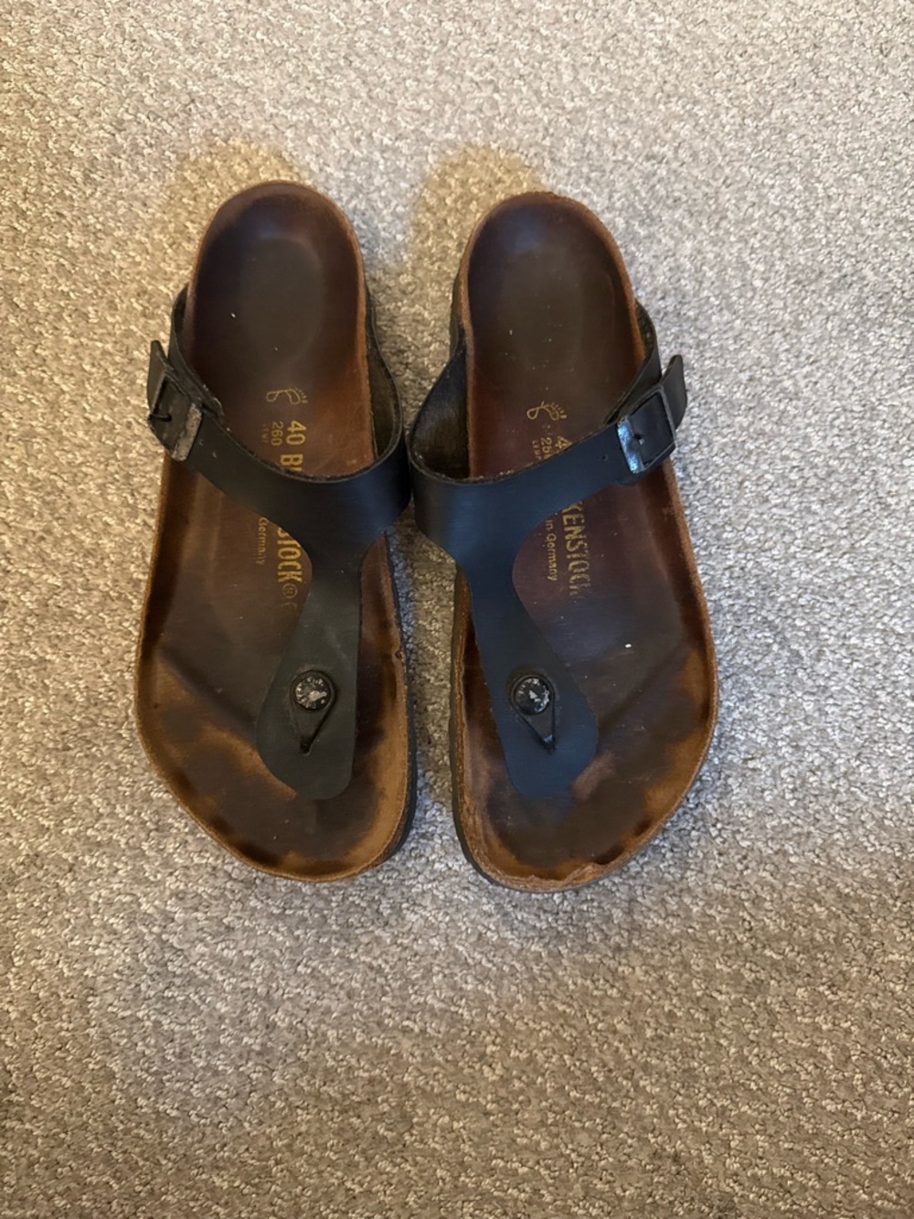 Birkenstock Black and Brown Gizeh-Style Thong Sandals